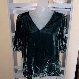 LOFT Dark Teal Velvet Top